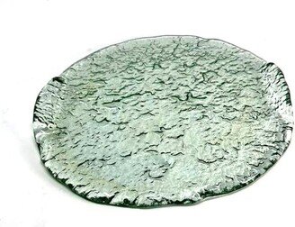 Recycled Glass Green Sea Grass Textured Large Oval Plate 9