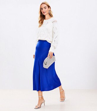 Petite Satin Bias Midi Skirt-AA