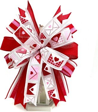 Red& Pink Valentine Lantern Bow, Wreath Valentine's Day Envelope Ribbon, Gift Tree Bow