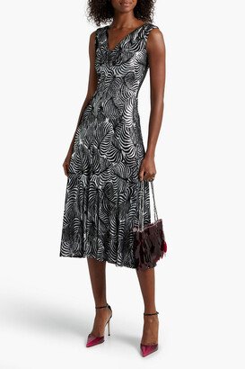 Metallic chenille-jacquard dress