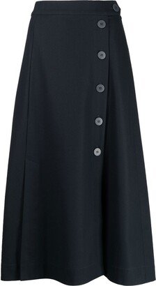 Button Fastening Midi Skirt