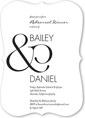 Rehearsal Dinner Invitations: Ampersand Accent Rehearsal Dinner Invitation, White, 5X7, Pearl Shimmer Cardstock, Bracket