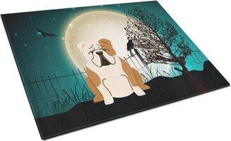 BB2315LCB Halloween Scary English Bulldog Fawn White Glass Cutting Board