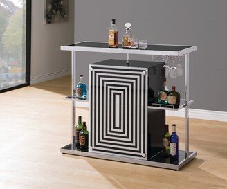 Furniture Zinnia Glossy Black and White 2-tier Bar Unit