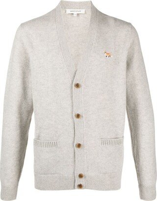 fox-motif V-neck cardigan