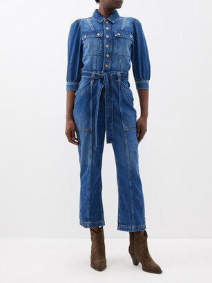 Fanessa Tie-waist Denim Jumpsuit