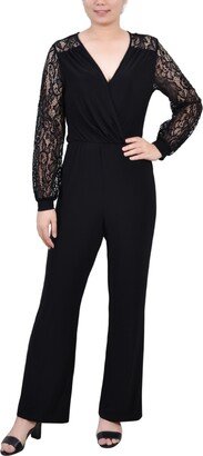 Petite Jumpsuit with Lace Sleeve