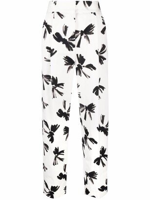 Bow-Print Straight Tailored Trousers