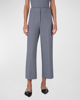 Chieko Pebble Crepe Stretch Wide-Leg Crop Pants