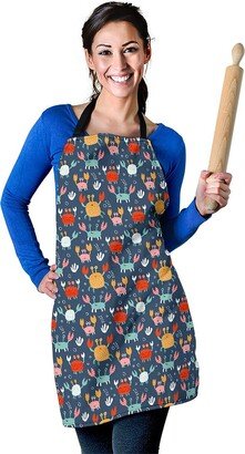 Crab Pattern Apron - Printed Print Custom With Name/Monogram Perfect Gift For Lover