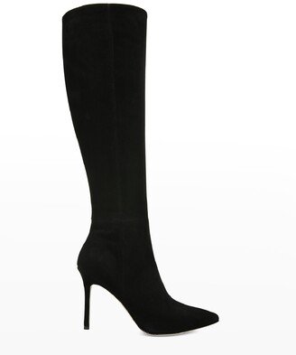 Lisa Suede Stiletto Wide-Calf Knee Boots