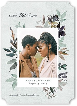 Save The Date Cards: Blooming Feelings Save The Date, Grey, 5X7, Pearl Shimmer Cardstock, Ticket