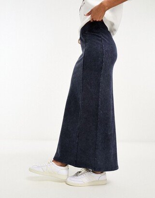 jersey maxi skirt with denim indigo wash