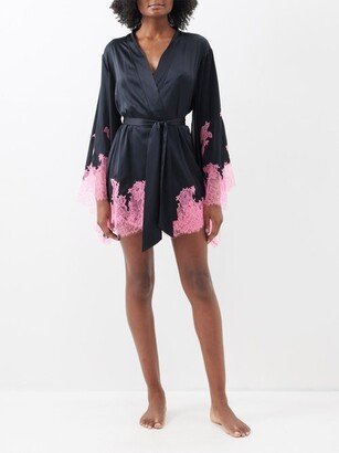 Christi Floral-lace Silk-blend Satin Robe