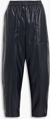 Cropped faux leather tapered pants