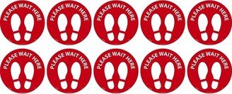 National Marker Company National Marker Walk-On Floor Decal Please Wait Here 8 Red/White 10 (WFS83RD10)