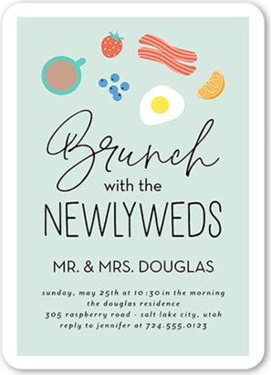 Rehearsal Dinner Invitations: Blissful Brunch Rehearsal Dinner Invitation, Green, 5X7, Matte, Signature Smooth Cardstock, Rounded