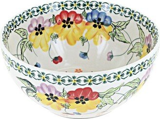 Blue Rose Pottery Blue Rose Polish Pottery Majestic Pansy Cereal/Soup Bowl