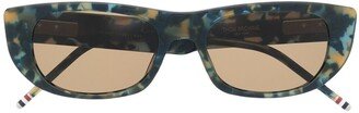 Tortoiseshell-Effect Rectangular-Frame Sunglasses