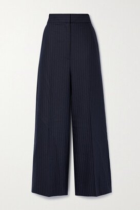 Banton Pinstriped Wool-blend Wide-leg Pants - Blue