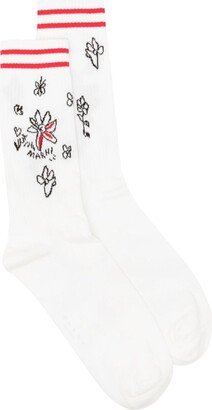 Patterned-Intarsia Ribbed Socks