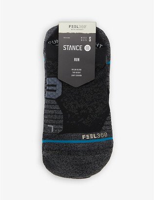 tance Womens Black Run Logo-embossed tretch-knit ocks