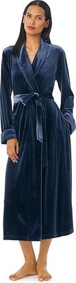 Velvet Long Shawl Collar Robe (Mid Blue) Women's Robe