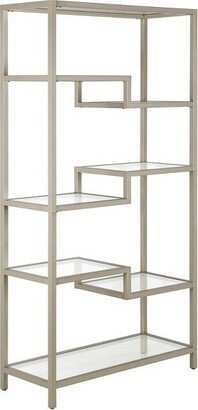 Henn& Hart 68 in. Satin Nickel Metal Bookcase - Henn&Hart