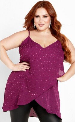 Women's Plus Size Hi Lo Shine Cami - Mulberry - 18W