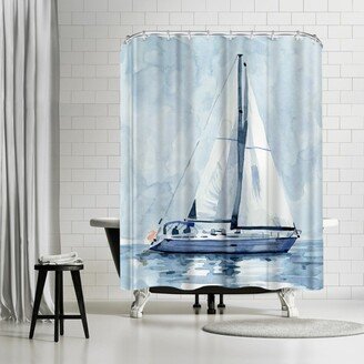 Lone Sailboat Ii by Emma Caroline - coastal Shower Curtain