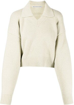 Collared V-neck pullover