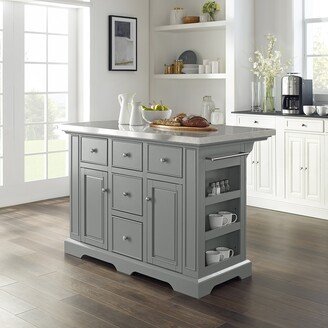 Crosley Furniture Julia Grey Stainless Steel Top Kitchen Island - 50 W x32 D x 36 H