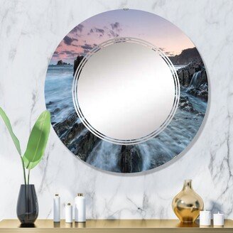 Designart 'The Sunset Beauty Of The Beaches Of Asturias II' Nautical & Coastal Printed Wall Mirror