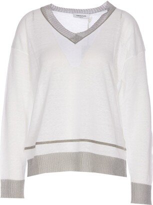 V-Neck Long-Sleeved Jumper-AN