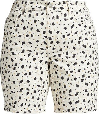 Ella Polka Dot Stretch Denim Knee-Length Shorts