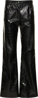 Croc embossed faux leather pants