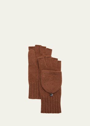 Jersey-Knit Cashmere Flip-Top Gloves-AA