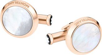 Mother-of-Pearl Round Rose Golden Cuff Links