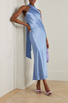 Net Sustain Pandora Satin Halterneck Midi Dress - Blue