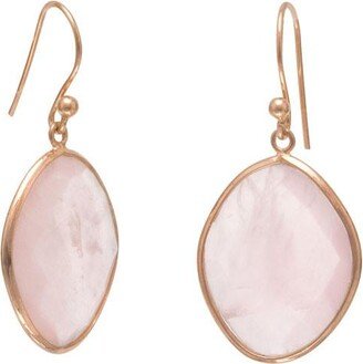 Liv Oliver 18k Rose Gold Plated Rose Quartz Oval Drop Earrings