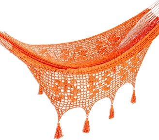 Handmade Mirage In Orange Cotton Rope Hammock