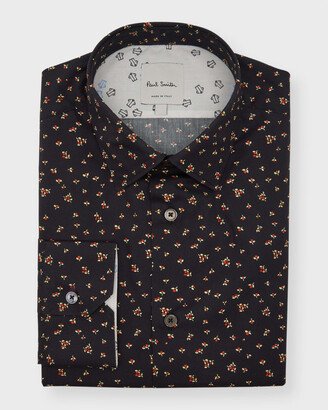 Men's Floral-Print Organic Cotton Dress Shirt-AA