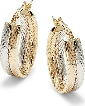 Saks Fifth Avenue Made in Italy Saks Fifth Avenue Women's 14K Two Tone Gold Hoop Earrings