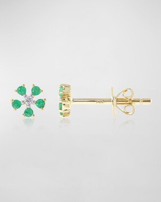 Stevie Wren Emerald and Diamond Daisy Stud Earring, Single