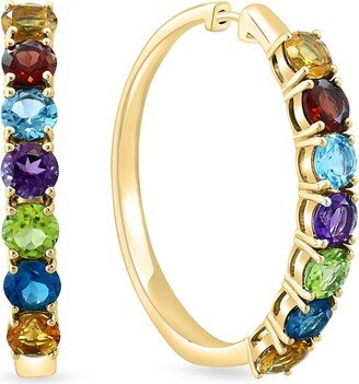 Effy ENY 14K Yellow Goldplated Sterling Silver & Multi Stone Hoop Earrings