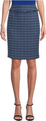 Petites Womens Tweed Knee-Length Pencil Skirt
