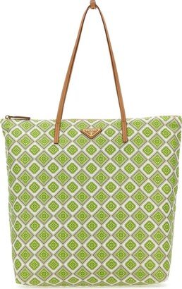 Logo Plaque Allover Graphic Printed Tote Bag