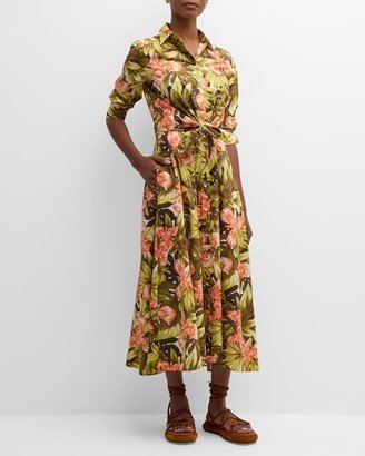 Dralla Botanical-Print Midi Shirtdress