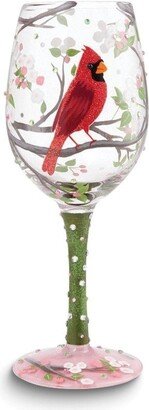 Curata Hand-Painted Cardinal Beauty Wine Glass