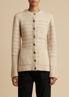 The Suzette Cardigan in Butter and Powder Stripe